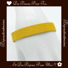 Bracelet Cuir Style Peau de Bête Jaune par Ikita Paris