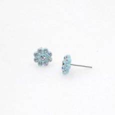 Boucles d'oreilles Fleurs Bleues Diamantées