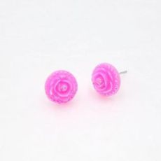 Boucles d'Oreilles Fleurs Roses Pailletées