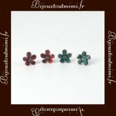 Boucles d'Oreilles Fleurs Vertes ou Rouges By ikita Paris