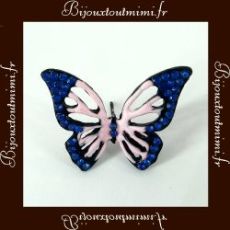 Boucles d'Oreilles Style Papillon Bleu & Rose