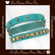 Joli Bracelet Turquoise en Cuir par Ikita Paris