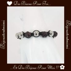 Joli Bracelet de Perles, Noir, Argenté & Violet par Ikita Paris