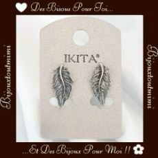 Boucles d'Oreilles Feuilles Argentées par Ikita Paris