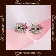 Boucles d'oreilles Hello Kitty Style Diamant