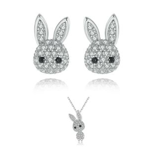 Boucles d'oreilles et collier style lapin & diamant