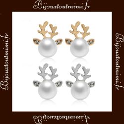 Boucles d'Oreilles Rennes Style Diamants & Perles