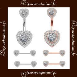 Magnifiques Piercings de Nombrils Double Coeur Stylé