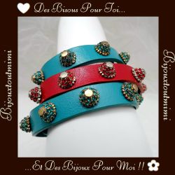 3 Bracelets Rouges & Turquoise par Ikita Paris