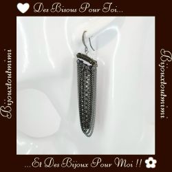 Boucles d'Oreilles Pendantes Noir & Gris par Ikita Paris
