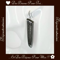 Boucles d'Oreilles Pendantes Noir & Gris par Ikita Paris