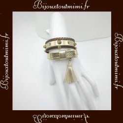 Superbe Bracelet 4 rangs, Doré Ikita 