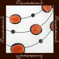 Sublime Collier 3 Rangs Orange & Noir By Ikita Paris