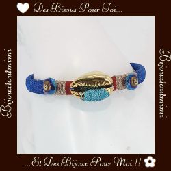 Bracelet Rigide Bleu & Doré Ikita Paris