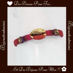 Bracelet Rigide Rouge & Doré Ikita Paris
