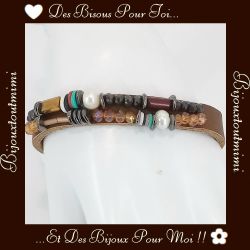 Joli Bracelet Cuir & Perles par Ikita Paris