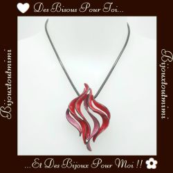 Collier Pendentif Émail Rose & Rouge par Ikita Paris