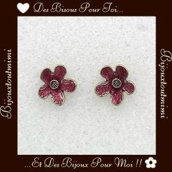 Boucles d'Oreilles Fleurs Rouges & Dorées par Ikita Paris