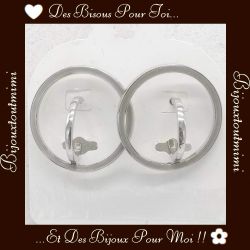 Boucles d'Oreilles Double Anneaux - Gris & Argenté - Ikita Paris